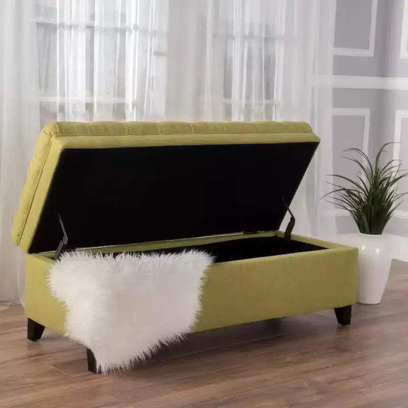 TUYOHW 50 Banc de rangement, Banc ottoman capitonné en bout de lit avec couvercle relevable, Ottoman pour salon, entrée
