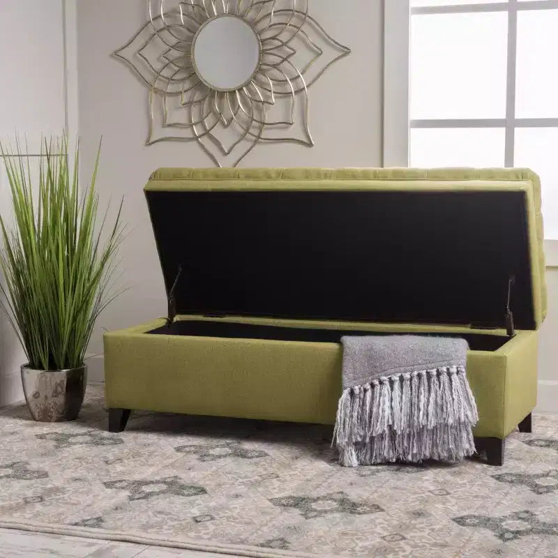 TUYOHW 50 Banc de rangement, Banc ottoman capitonné en bout de lit avec couvercle relevable, Ottoman pour salon, entrée
