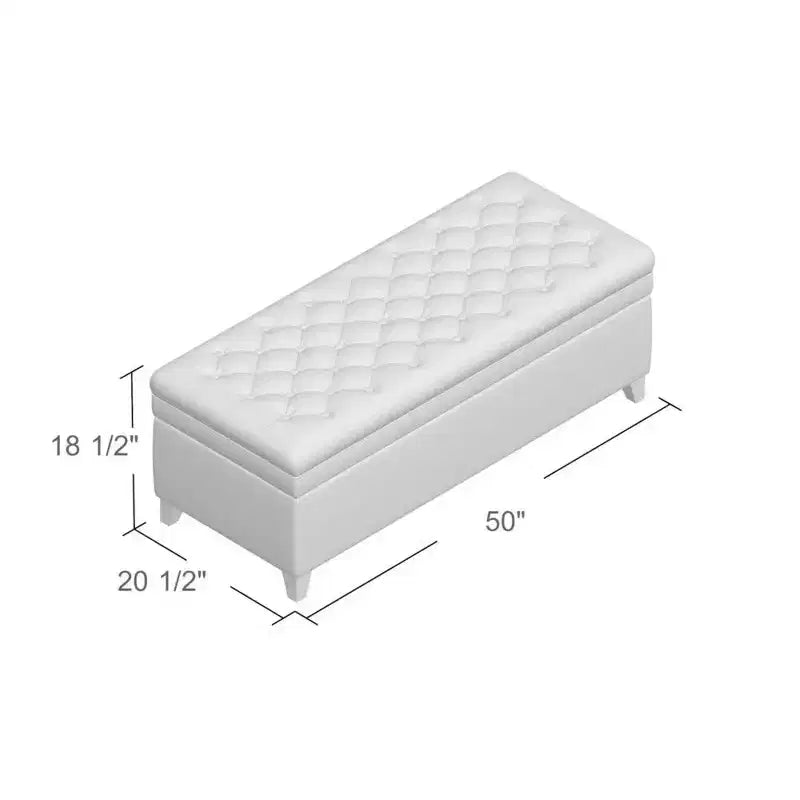 TUYOHW 50 Banc de rangement, Banc ottoman capitonné en bout de lit avec couvercle relevable, Ottoman pour salon, entrée