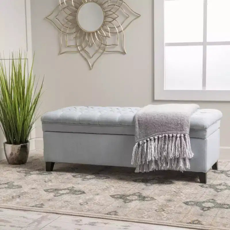 TUYOHW 50 Banc de rangement, Banc ottoman capitonné en bout de lit avec couvercle relevable, Ottoman pour salon, entrée