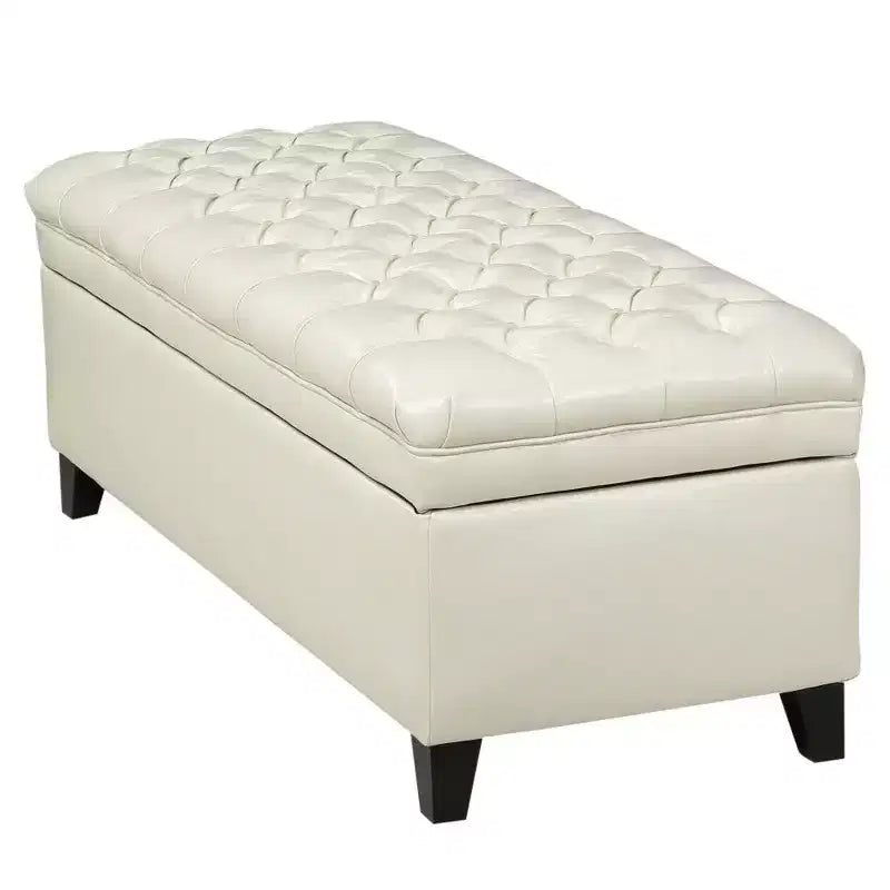 TUYOHW 50 Banc de rangement, Banc ottoman capitonné en bout de lit avec couvercle relevable, Ottoman pour salon, entrée