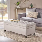 TUYOHW 50 Banc de rangement, Banc ottoman capitonné en bout de lit avec couvercle relevable, Ottoman pour salon, entrée