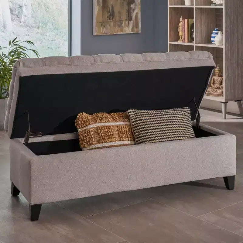 TUYOHW 50 Banc de rangement, Banc ottoman capitonné en bout de lit avec couvercle relevable, Ottoman pour salon, entrée
