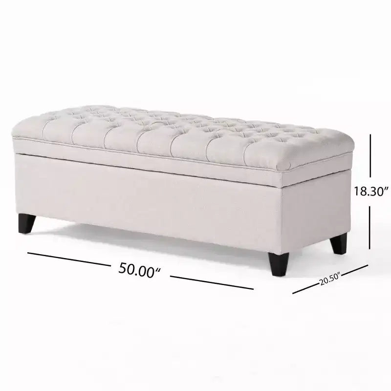 TUYOHW 50 Banc de rangement, Banc ottoman capitonné en bout de lit avec couvercle relevable, Ottoman pour salon, entrée
