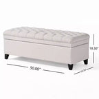 TUYOHW 50 Banc de rangement, Banc ottoman capitonné en bout de lit avec couvercle relevable, Ottoman pour salon, entrée