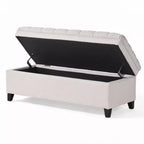 TUYOHW 50 Banc de rangement, Banc ottoman capitonné en bout de lit avec couvercle relevable, Ottoman pour salon, entrée