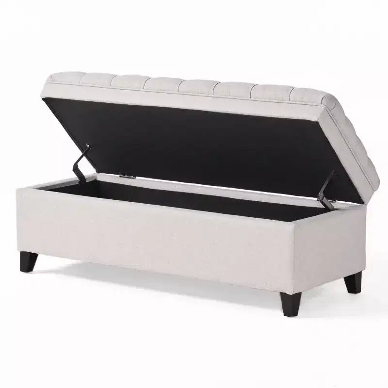 TUYOHW 50 Banc de rangement, Banc ottoman capitonné en bout de lit avec couvercle relevable, Ottoman pour salon, entrée