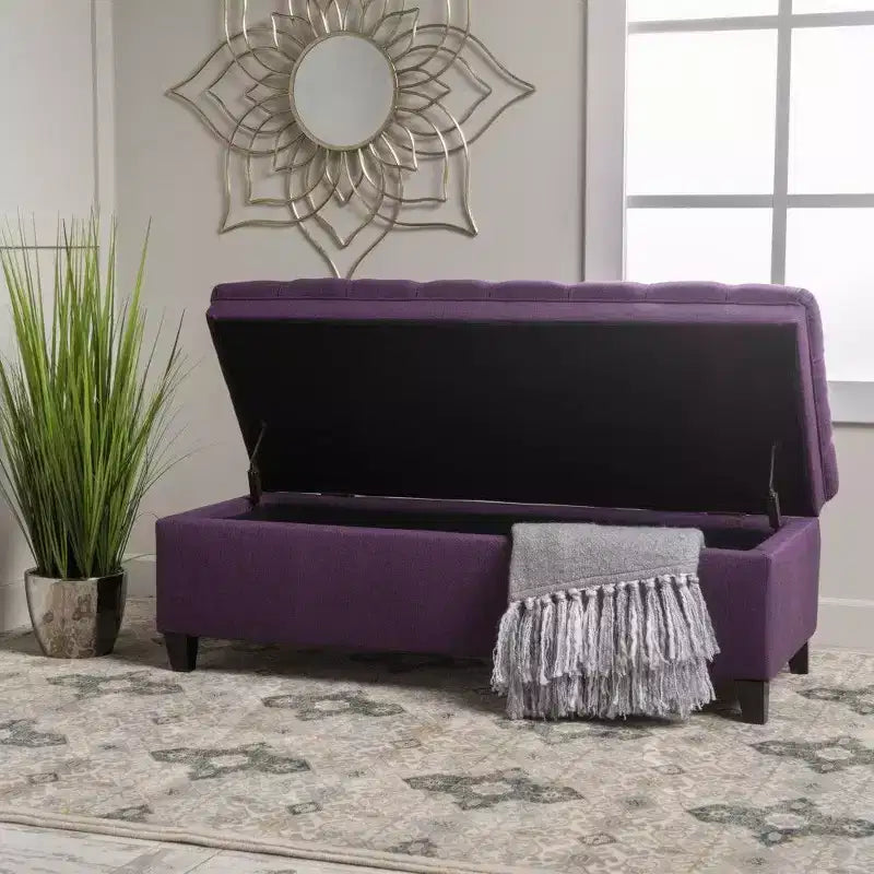 TUYOHW 50 Banc de rangement, Banc ottoman capitonné en bout de lit avec couvercle relevable, Ottoman pour salon, entrée
