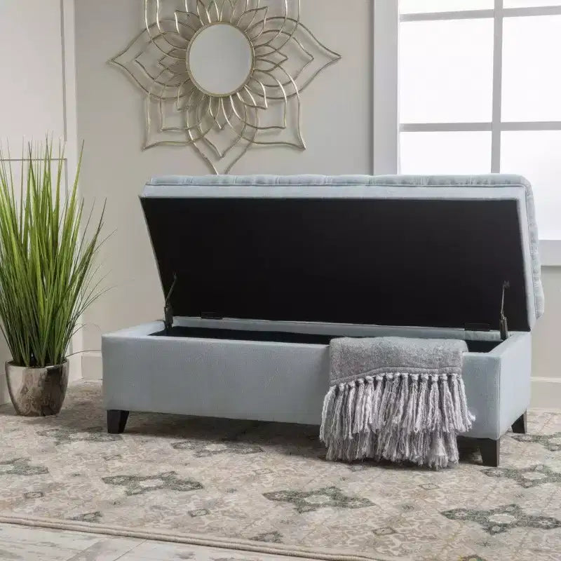 TUYOHW 50 Banc de rangement, Banc ottoman capitonné en bout de lit avec couvercle relevable, Ottoman pour salon, entrée