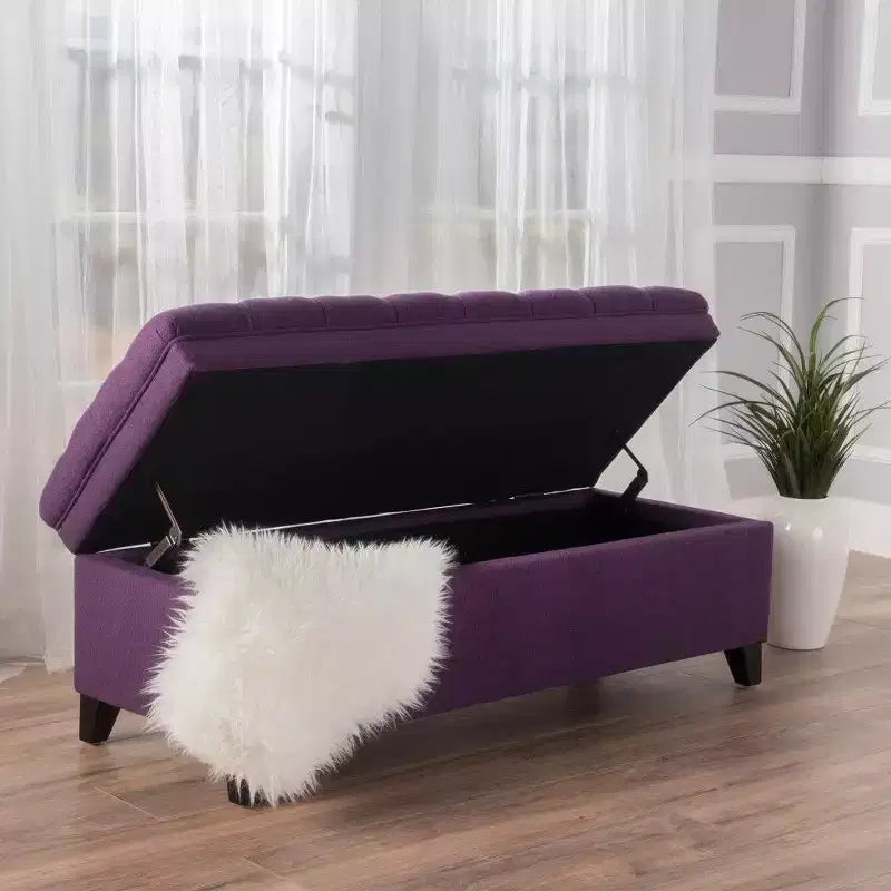 TUYOHW 50 Banc de rangement, Banc ottoman capitonné en bout de lit avec couvercle relevable, Ottoman pour salon, entrée