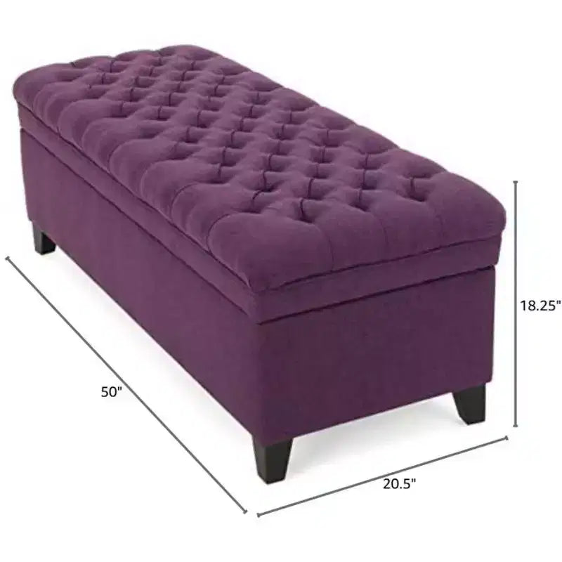 TUYOHW 50 Banc de rangement, Banc ottoman capitonné en bout de lit avec couvercle relevable, Ottoman pour salon, entrée