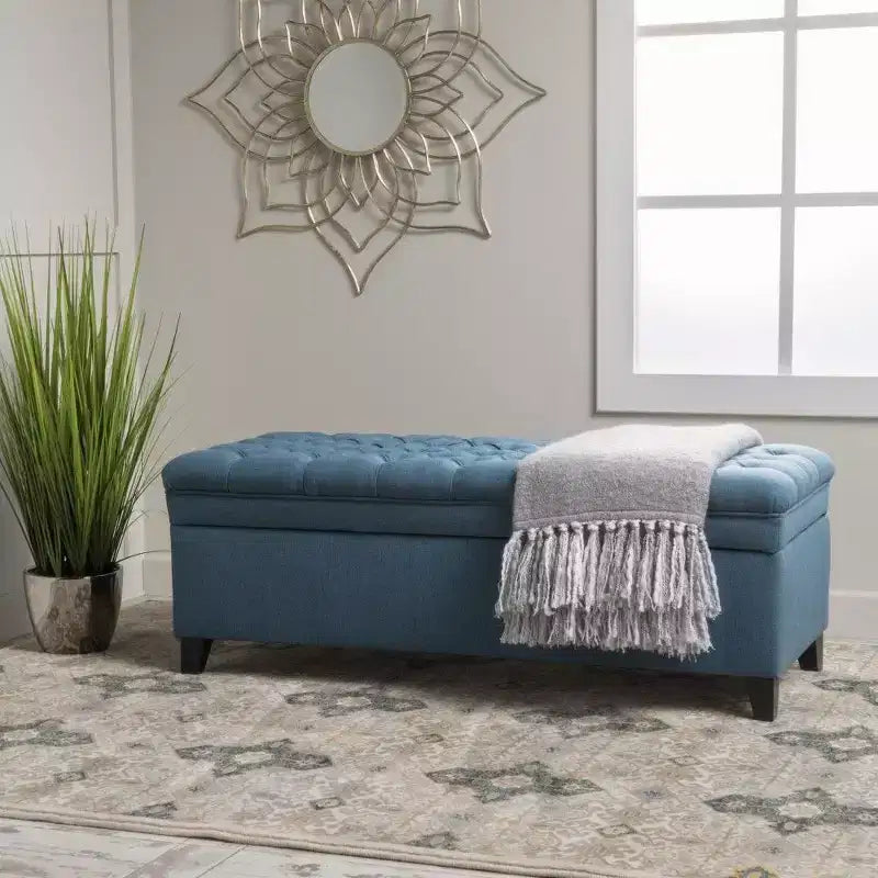 TUYOHW 50 Banc de rangement, Banc ottoman capitonné en bout de lit avec couvercle relevable, Ottoman pour salon, entrée