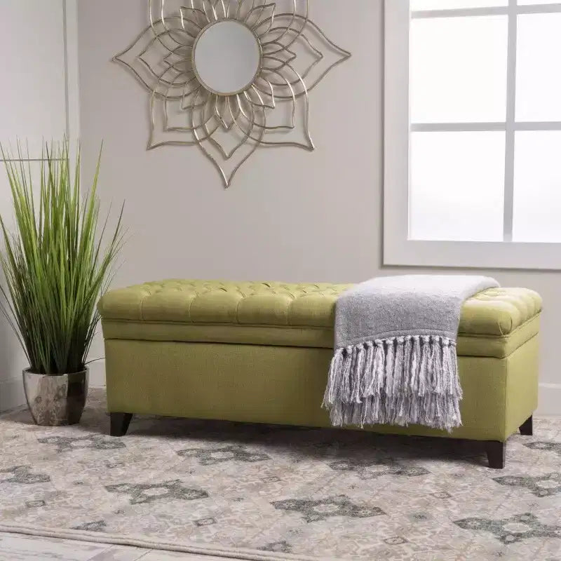 TUYOHW 50 Banc de rangement, Banc ottoman capitonné en bout de lit avec couvercle relevable, Ottoman pour salon, entrée