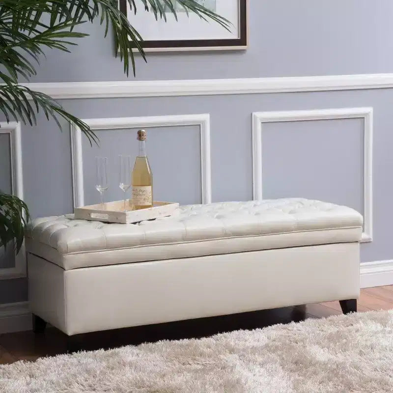TUYOHW 50 Banc de rangement, Banc ottoman capitonné en bout de lit avec couvercle relevable, Ottoman pour salon, entrée