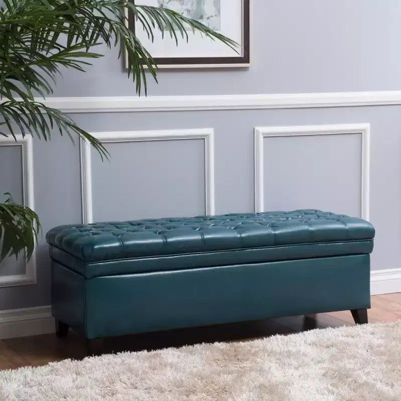 TUYOHW 50 Banc de rangement, Banc ottoman capitonné en bout de lit avec couvercle relevable, Ottoman pour salon, entrée