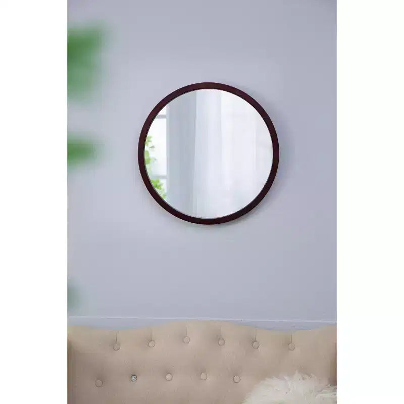 Miroir de salle de bain mural TUYOHW 20x20 pouces, miroir mural rond moderne avec cadre en bois pour salle de bain, chambre à coucher