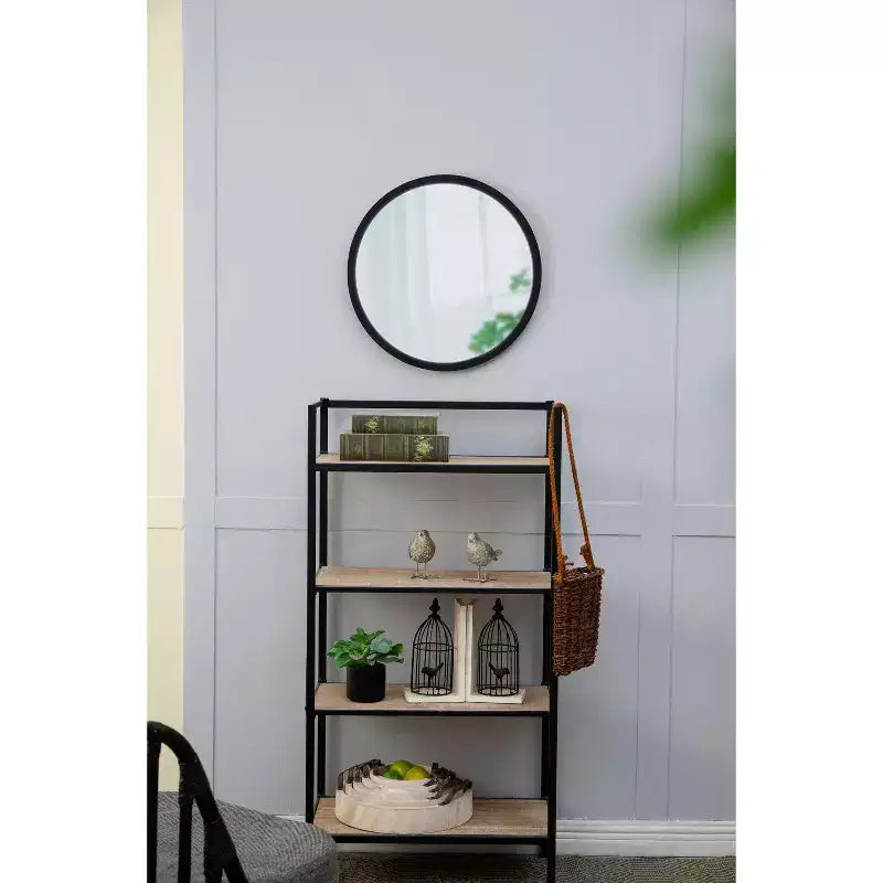 Miroir de salle de bain mural TUYOHW 20x20 pouces, miroir mural rond moderne avec cadre en bois pour salle de bain, chambre à coucher