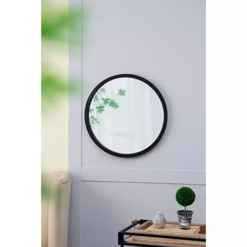 Miroir de salle de bain mural TUYOHW 20x20 pouces, miroir mural rond moderne avec cadre en bois pour salle de bain, chambre à coucher