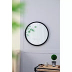 Miroir de salle de bain mural TUYOHW 20x20 pouces, miroir mural rond moderne avec cadre en bois pour salle de bain, chambre à coucher