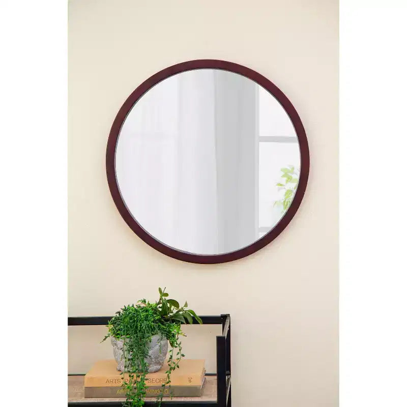 Miroir de salle de bain mural TUYOHW 20x20 pouces, miroir mural rond moderne avec cadre en bois pour salle de bain, chambre à coucher