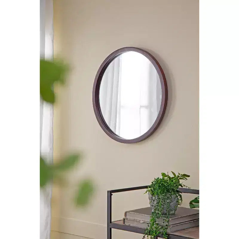 Miroir de salle de bain mural TUYOHW 20x20 pouces, miroir mural rond moderne avec cadre en bois pour salle de bain, chambre à coucher