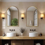 Miroir mural de salle de bain TUYOHW 50x75 cm, miroir de courtoisie mural arqué avec cadre métallique pour salle de bain, chambre à coucher