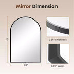 Miroir mural de salle de bain TUYOHW 50x75 cm, miroir de courtoisie mural arqué avec cadre métallique pour salle de bain, chambre à coucher