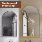 Miroir mural de salle de bain TUYOHW 50x75 cm, miroir de courtoisie mural arqué avec cadre métallique pour salle de bain, chambre à coucher