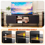Meuble TV FDW pour téléviseurs de 55 à 60 pouces, centre de divertissement avec 2 armoires de rangement et étagères ouvertes, console multimédia moderne.