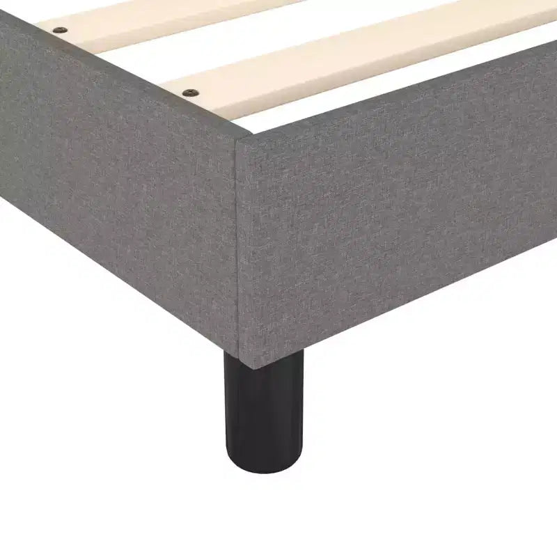 Cadre de lit en tissu gris foncé (100 % polyester), contreplaqué, bois composite