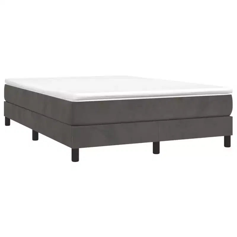 Cadre de lit en velours gris foncé (100 % polyester), contreplaqué, bois manufacturé