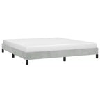 Bed Frame Light Grey Velvet, Plywood, Engineered Wood King Sturdy