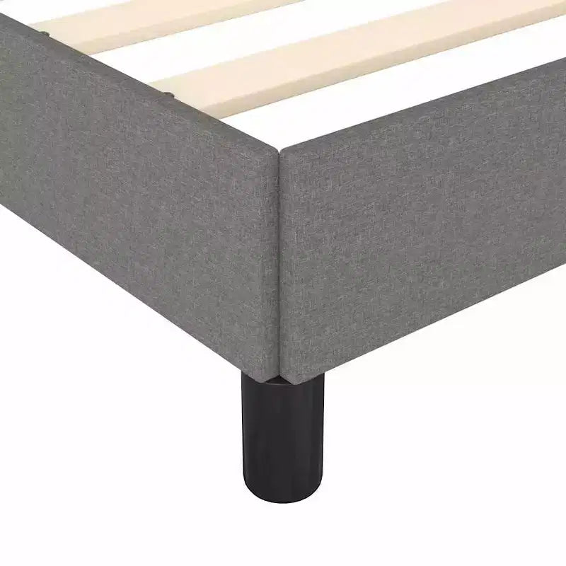 Cadre de lit en tissu de polyester gris foncé, contreplaqué, bois d'ingénierie King