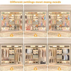 Besiost Système d'organisation de placard de 2,4 m avec tiroirs et casiers en bois, Armoire blanche avec 5 tringles de suspension