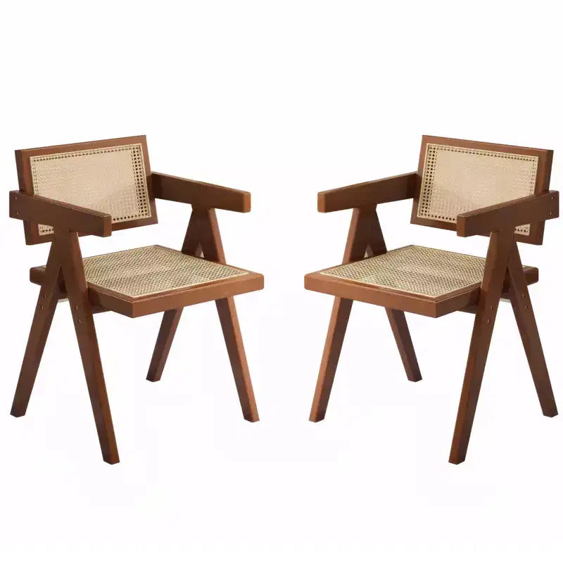 Chaises de salle à manger Homy Casa Mid-Century en bois d'hévéa, lot de 2, Noyer