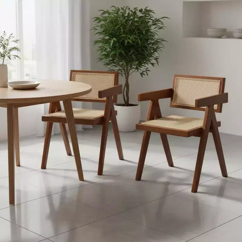 Chaises de salle à manger Homy Casa Mid-Century en bois d'hévéa, lot de 2, Noyer