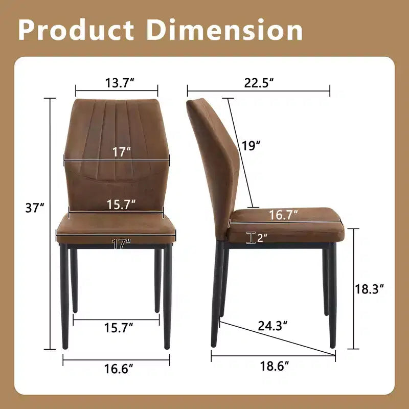 Homy Casa Lot de 4 Chaises de Salle à Manger Modernes en Similicuir avec Pieds en Métal, Assise Rembourrée, Marron