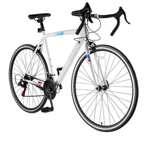 21-Speed Carbon Steel Road Bike with Shimano Drivetrain 700x25C Tires Drop-Bar Commuter Bicycle