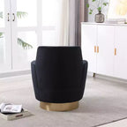 Fauteuil pivotant, fauteuil d'appoint rond avec piètement en acier inoxydable doré, fauteuil de lecture moderne à 360° pour salon ou chambre à coucher