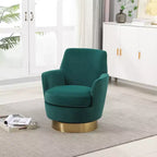 Fauteuil pivotant, fauteuil d'appoint rond avec piètement en acier inoxydable doré, fauteuil de lecture moderne à 360° pour salon ou chambre à coucher