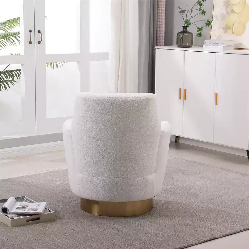 Fauteuil pivotant, fauteuil d'appoint rond avec piètement en acier inoxydable doré, fauteuil de lecture moderne à 360° pour salon ou chambre à coucher