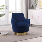 Fauteuil pivotant, fauteuil d'appoint rond avec piètement en acier inoxydable doré, fauteuil de lecture moderne à 360° pour salon ou chambre à coucher