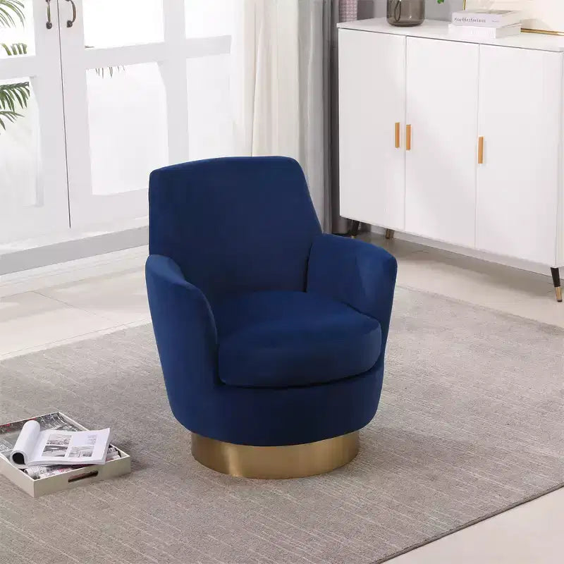 Fauteuil pivotant, fauteuil d'appoint rond avec piètement en acier inoxydable doré, fauteuil de lecture moderne à 360° pour salon ou chambre à coucher
