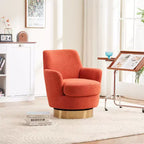 Fauteuil pivotant, fauteuil d'appoint rond avec piètement en acier inoxydable doré, fauteuil de lecture moderne à 360° pour salon ou chambre à coucher