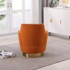 Fauteuil pivotant, fauteuil d'appoint rond avec piètement en acier inoxydable doré, fauteuil de lecture moderne à 360° pour salon ou chambre à coucher