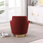 Fauteuil pivotant, fauteuil d'appoint rond avec piètement en acier inoxydable doré, fauteuil de lecture moderne à 360° pour salon ou chambre à coucher