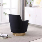 Fauteuil pivotant, fauteuil d'appoint rond avec piètement en acier inoxydable doré, fauteuil de lecture moderne à 360° pour salon ou chambre à coucher