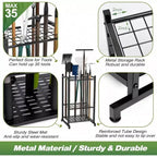 Organisateur de Jardin Tour de Rangement pour Garage en Acier Robuste Noir Abri Extérieur pour 35 Outils à Long Manche Râteaux Balais Support