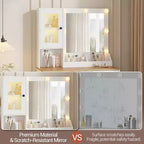 GustoWave Coiffeuse, Table de maquillage avec miroir, Prises et ports USB intégrés