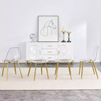 Lot de 6 chaises de salle à manger sans accoudoirs transparentes avec dossier, style nordique moderne pour cuisine, salle à manger, salon ou bureau